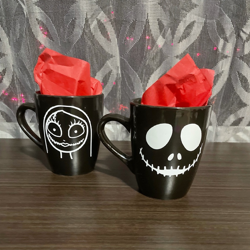 Set of Jack & Sally coffee mugs custom made